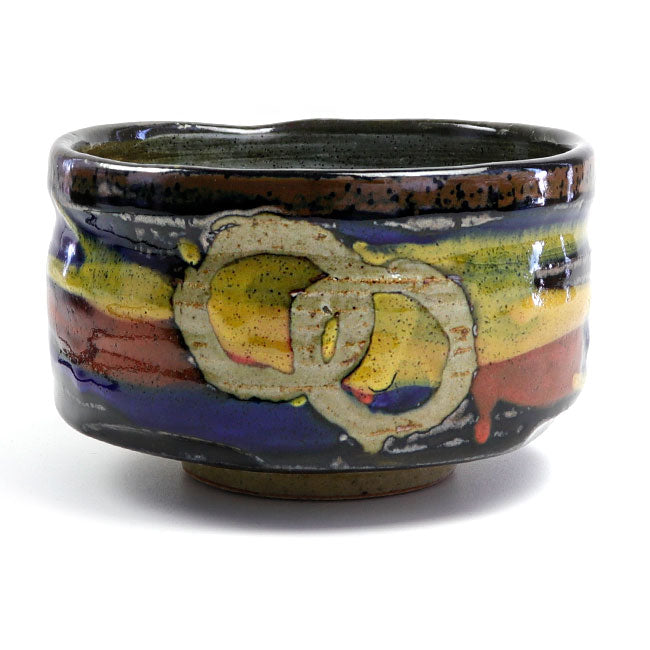 Tri-color Glazed Matcha Bowl (Chawan) – Japanese Mino Ware Ceramic | Made in Japan