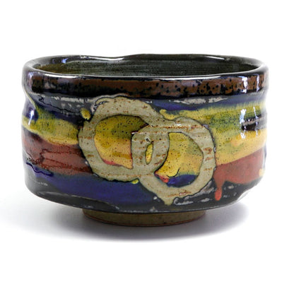 Tri-color Glazed Matcha Bowl (Chawan) – Japanese Mino Ware Ceramic | Made in Japan