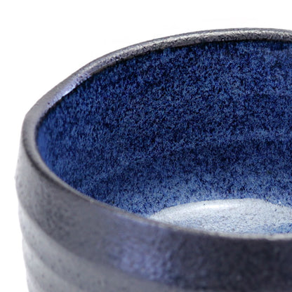 Black Matcha Bowl (Chawan) with Blue Glaze Interior – Japanese Mino Ware Ceramic | Made in Japan