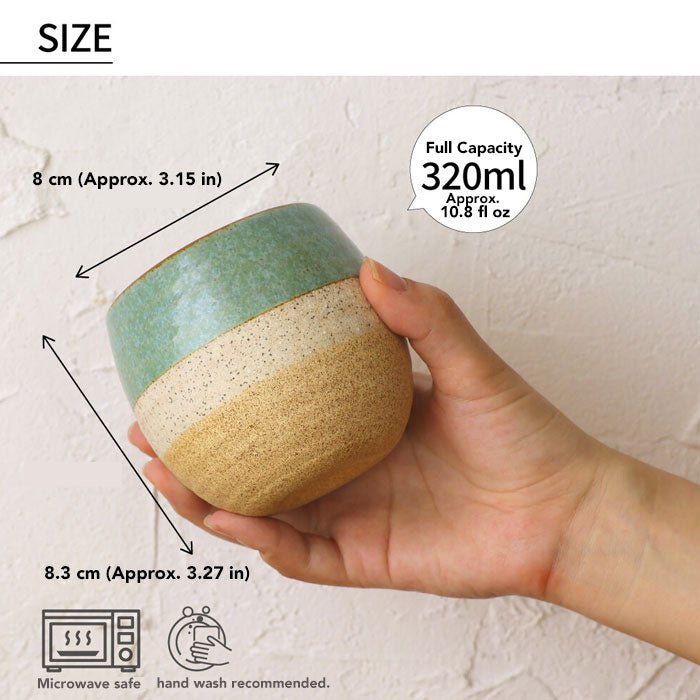 Mino Ware Handleless “Rounded” Mug Coron 320 ml (Approx. 10.8 fl oz) | Made in Japan - MatchaJP