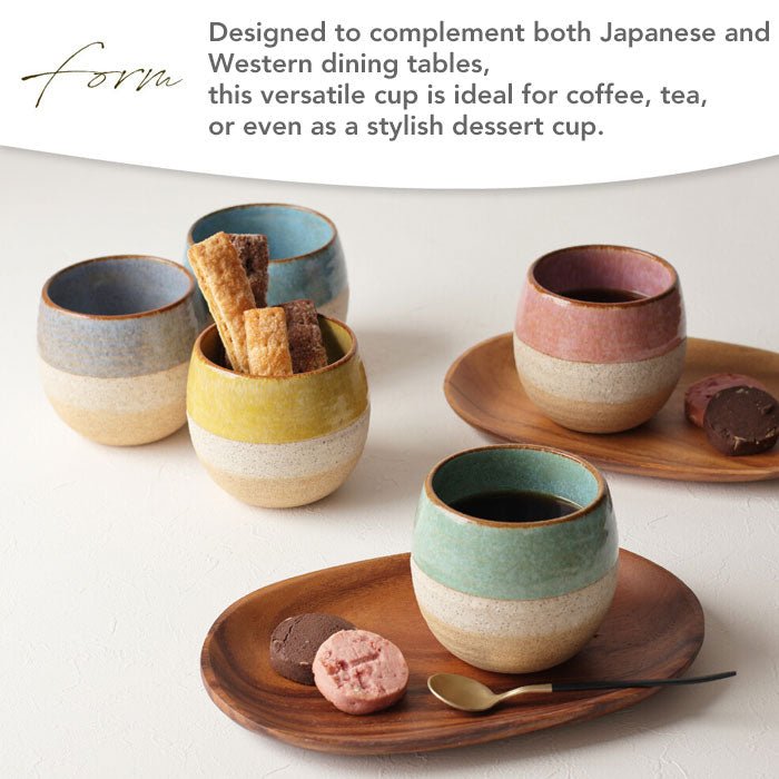 Mino Ware Handleless “Rounded” Mug Coron 320 ml (Approx. 10.8 fl oz) | Made in Japan - MatchaJP