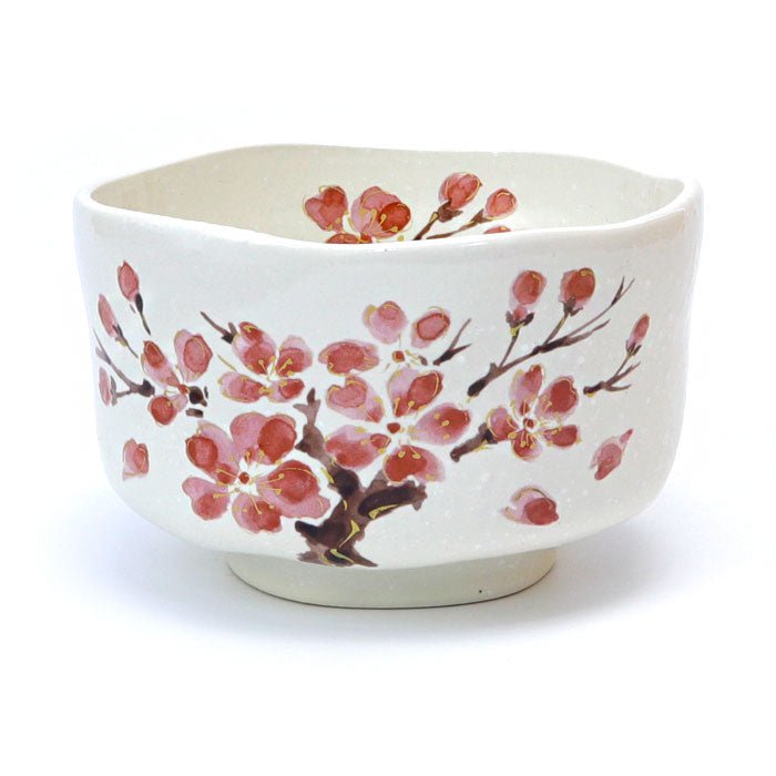 Mino Ware Matcha Bowl – Cherry Blossom Motif (Chawan) - MatchaJP