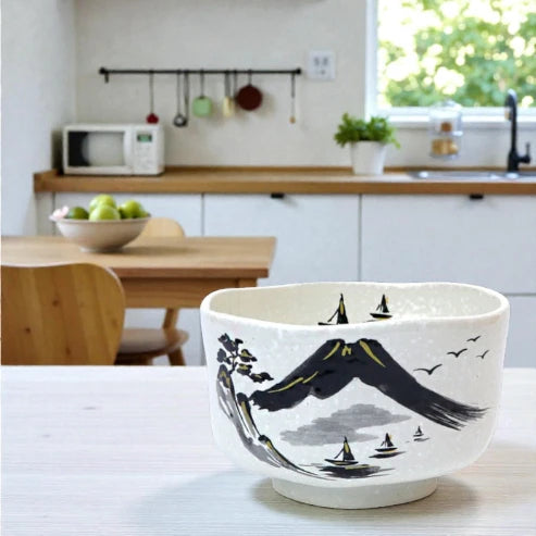 Mino Ware Matcha Bowl – Landscape Painting (Chawan)