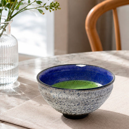 Matcha tea bowl  Mino ware "Indigo Snowfield"