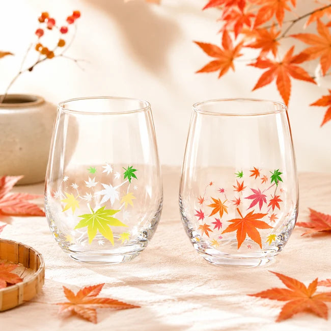 Japanese Autumn Leaves Color-Changing Glass – Cold Reactive Tumbler | Made in Japan