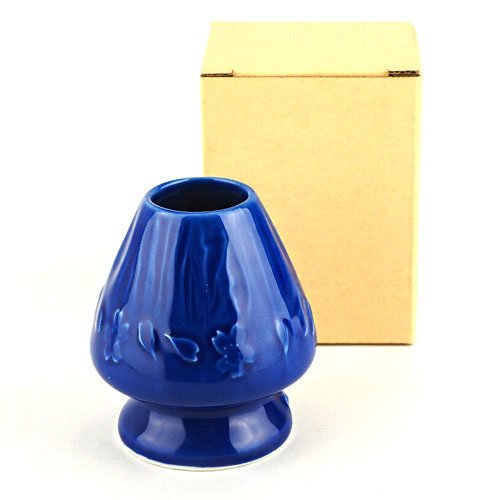 Mt. Fuji Relief Tea Whisk Holder – Mino Ware Porcelain, Blue - MatchaJP