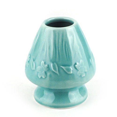 Mt. Fuji Relief Tea Whisk Holder – Mino Ware Porcelain, Snow - MatchaJP