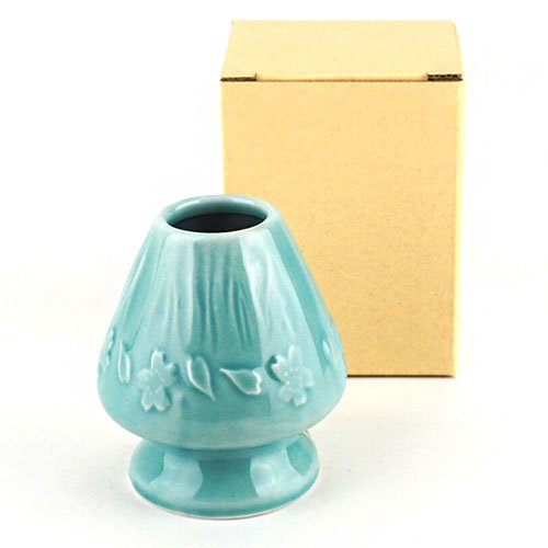 Mt. Fuji Relief Tea Whisk Holder – Mino Ware Porcelain, Snow - MatchaJP