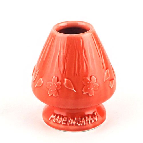 Mt. Fuji Relief Tea Whisk Holder – Mino Ware Porcelain, Red - MatchaJP