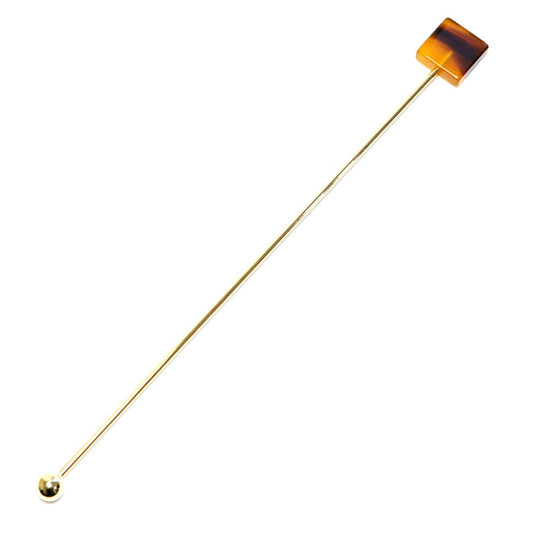 Japanese Tea Spoon – Square Design Tortoiseshell Amber | TAKAKUWA KINZOKU Made in Japan