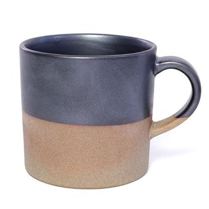 Mino Ware Ceramic Mug – Glazed Top & Raw Clay Base Black, 200ml | Made in Japan - MatchaJP