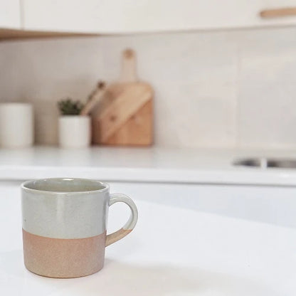 Mino Ware Ceramic Mug – Glazed Top & Raw Clay Base Gray, 200ml | Made in Japan