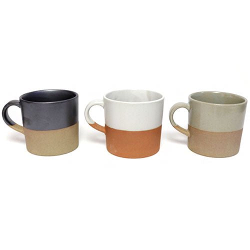 Mino Ware Ceramic Mug – Glazed Top & Raw Clay Base Black, 200ml | Made in Japan - MatchaJP