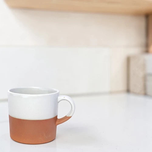 Mino Ware Ceramic Mug – Glazed Top & Raw Clay Base White, 200ml | Made in Japan