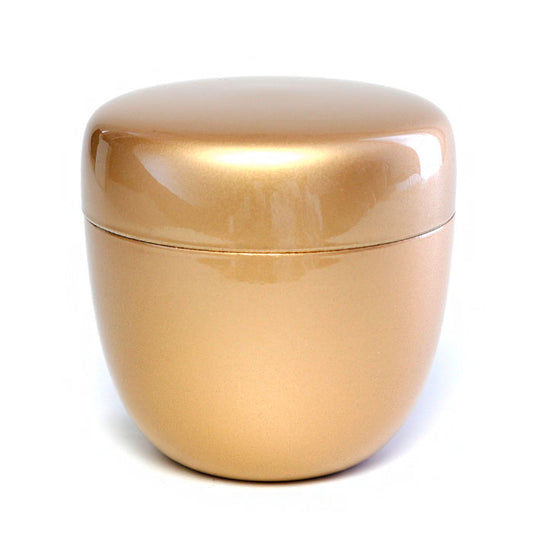 Medium Matcha Tea Caddy Natsume – Gold Design with Black Interior | Yamanaka Lacquerware Made in Japan