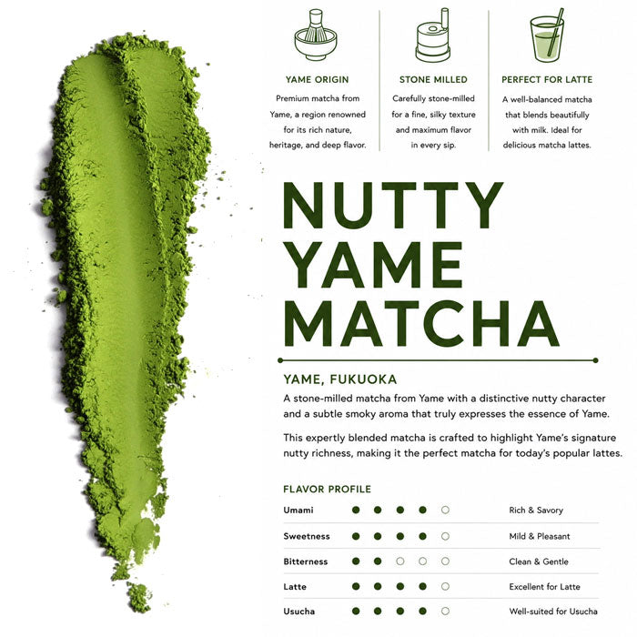 Nutty Yame Matcha 100g | Stone-Milled Yame Matcha for Lattes & Usucha