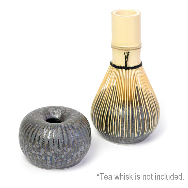 Round Matcha Whisk Stands Silver Glaze | Mino Ware Made in Japan