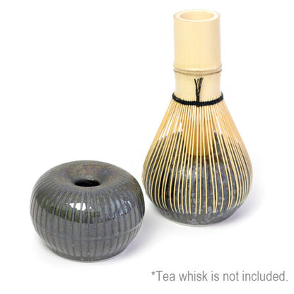 Round Matcha Whisk Stands Metallic Gray | Mino Ware Made in Japan