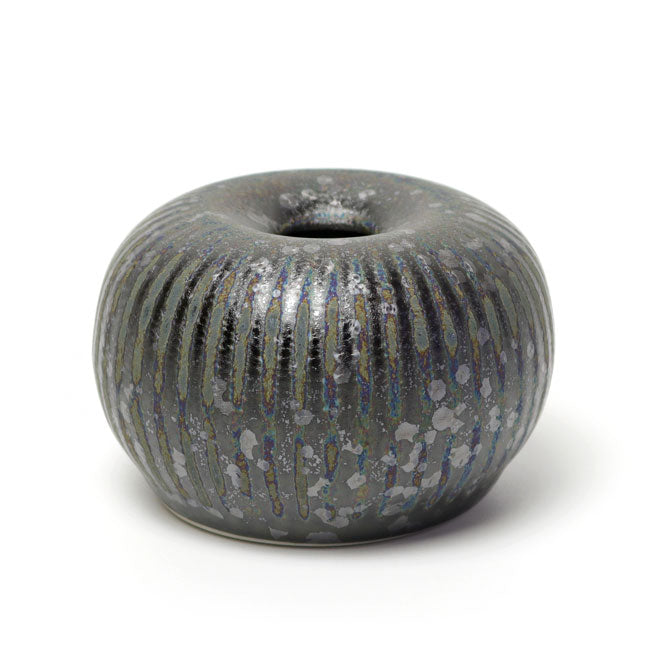 Round Matcha Whisk Stands Silver Glaze | Mino Ware Made in Japan