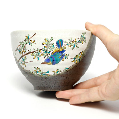 Japanese Large Rice Bowl Kingfisher | Kutani Ware Made in Japan
