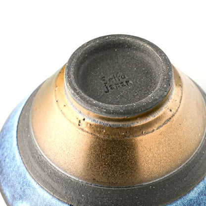 Japanese Rice Bowl Blue & Gold | Mino Ware Made in Japan