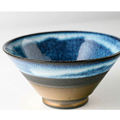 Japanese Rice Bowl Blue & Gold | Mino Ware Made in Japan