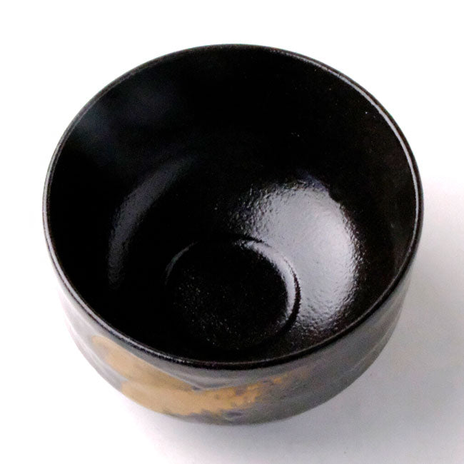 Matcha Bowl Black & Gold Brushstroke | Mino Ware Chawan Made in Japan