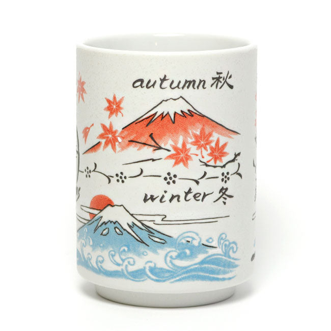 Japanese Yunomi Tea Cup Mount Fuji Four Seasons | Made in Japan