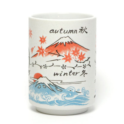 Japanese Yunomi Tea Cup Mount Fuji Four Seasons | Made in Japan