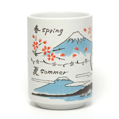 Japanese Yunomi Tea Cup Mount Fuji Four Seasons | Made in Japan