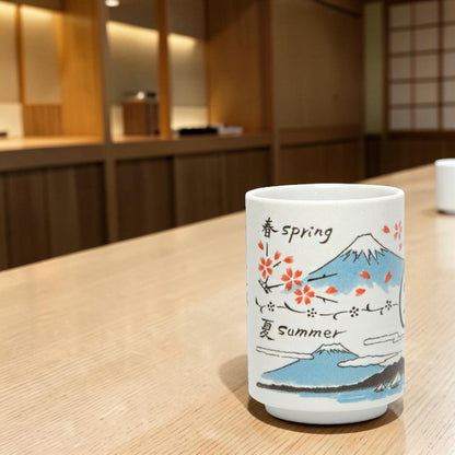 Japanese Yunomi Tea Cup Mount Fuji Four Seasons | Made in Japan