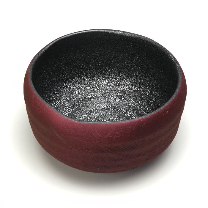 Crimson Mist & Silver-Lined Matcha Bowl — Mino Ware Chawan, Made in Japan