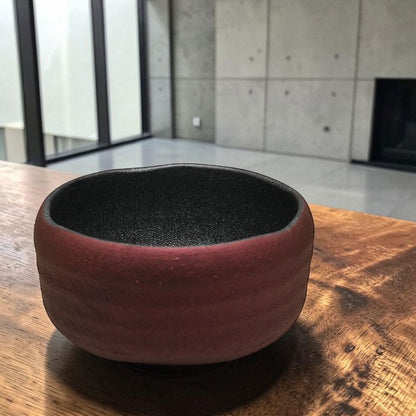 Crimson Mist & Silver-Lined Matcha Bowl — Mino Ware Chawan, Made in Japan
