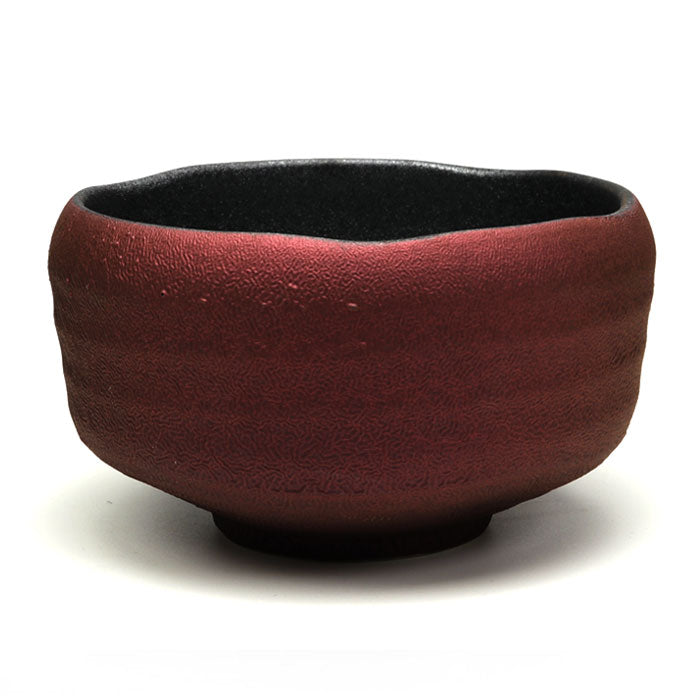 Crimson Mist & Silver-Lined Matcha Bowl — Mino Ware Chawan, Made in Japan