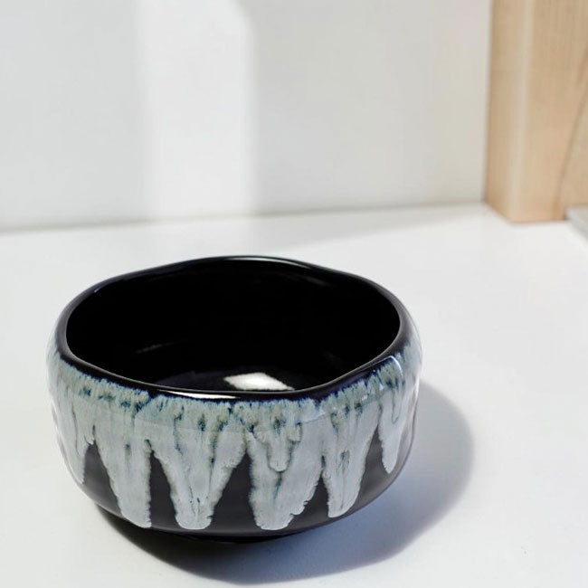 Yuzu Black Unofu Matcha Bowl — Authentic Mino Ware Chawan, Made in Japan