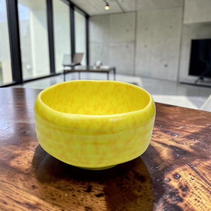 Golden Amber Matcha Bowl — Authentic Mino Ware Chawan, Made in Japan