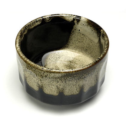 Tenmoku Hare's Fur Chrysanthemum Matcha Bowl — Mino Ware Chawan, Made in Japan
