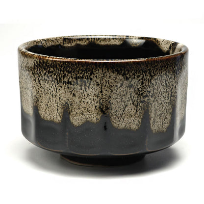 Tenmoku Hare's Fur Chrysanthemum Matcha Bowl — Mino Ware Chawan, Made in Japan