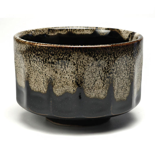 Tenmoku Hare's Fur Chrysanthemum Matcha Bowl — Mino Ware Chawan, Made in Japan