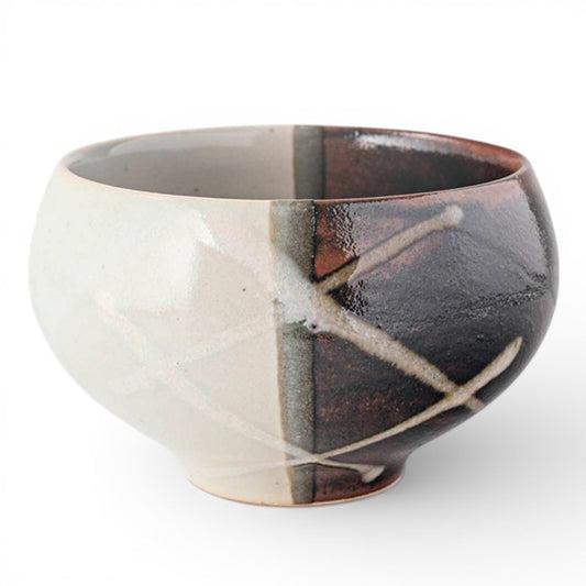 Matcha Bowl White Brushstroke | Mino Ware Chawan Made in Japan