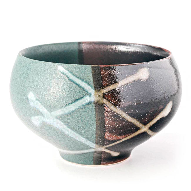 Matcha Bowl Peacock Blue Brushstroke | Mino Ware Chawan Made in Japan