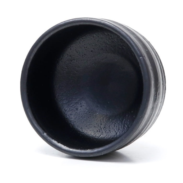 Matcha Bowl Matte Black Ripple | Mino Ware Chawan Made in Japan