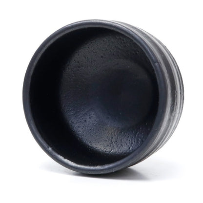 Matcha Bowl Matte Black Ripple | Mino Ware Chawan Made in Japan