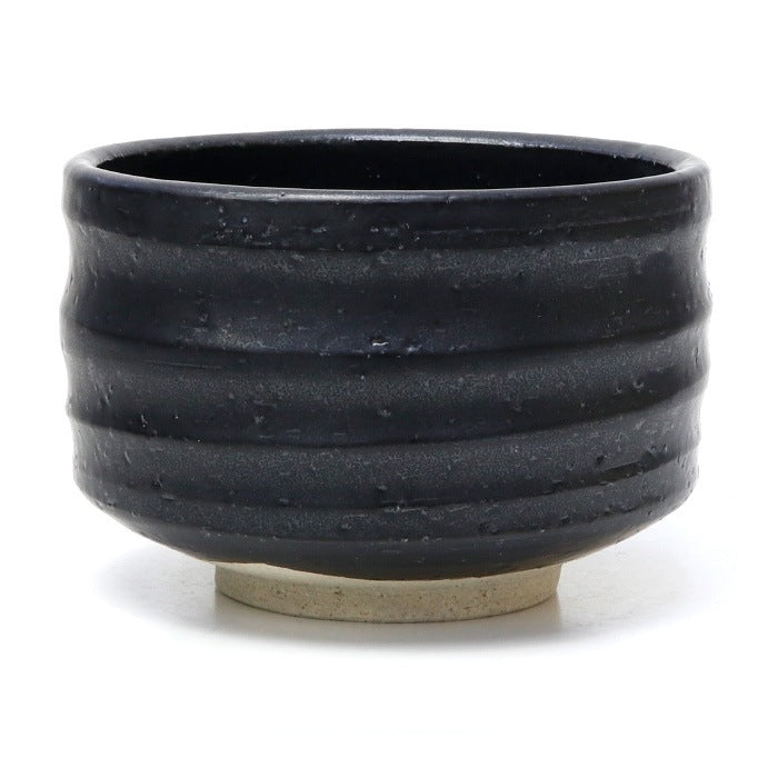 Matcha Bowl Matte Black Ripple | Mino Ware Chawan Made in Japan