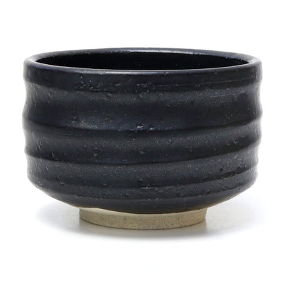 Matcha Bowl Matte Black Ripple | Mino Ware Chawan Made in Japan