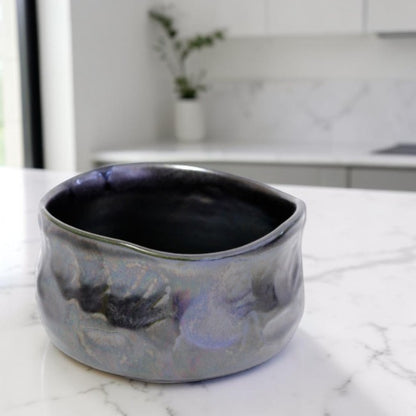 Matcha Bowl Black Pearl | Carved Mino Ware Chawan Made in Japan
