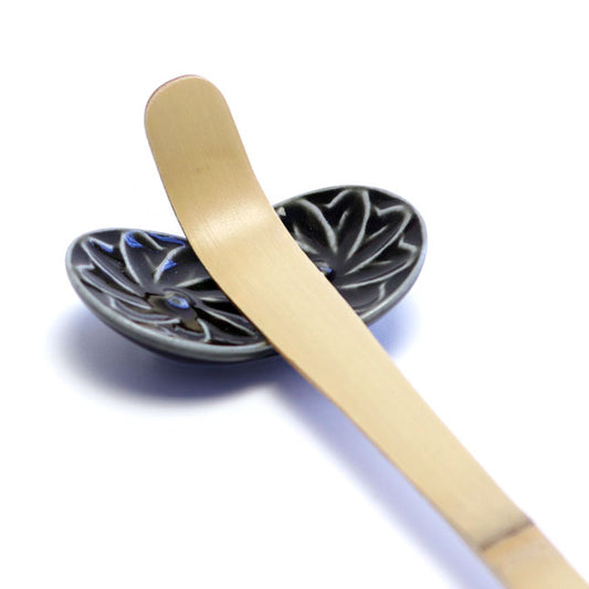 Japanese Chopstick Rest – Botanical Black | Mino Ware Matcha Scoop Rest Made in Japan