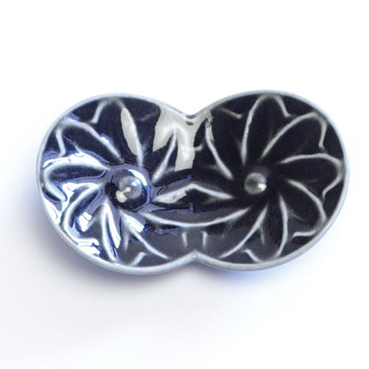 Japanese Chopstick Rest – Botanical Black | Mino Ware Matcha Scoop Rest Made in Japan