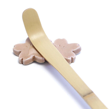 Japanese Chopstick Rest – Double Sakura Crackle Pink | Mino Ware Matcha Scoop Rest Made in Japan
