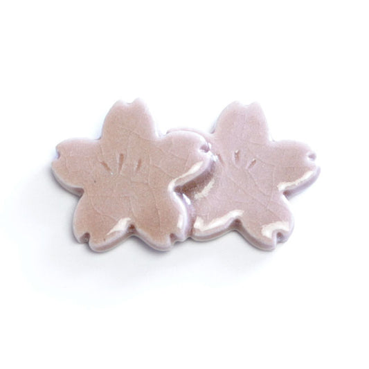 Japanese Chopstick Rest – Double Sakura Crackle Pink | Mino Ware Matcha Scoop Rest Made in Japan